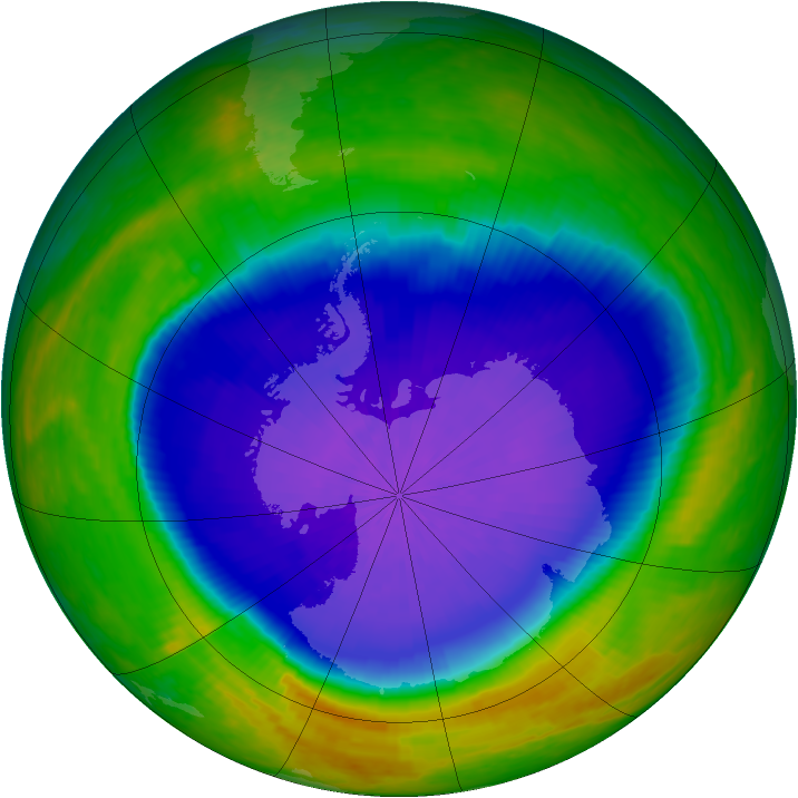 Antarctic ozone map for 06 October 2001